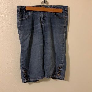 Denim Shorts with Button Detail
